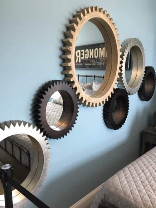 Industrial Bedroom with Industrial Gears Wall Art