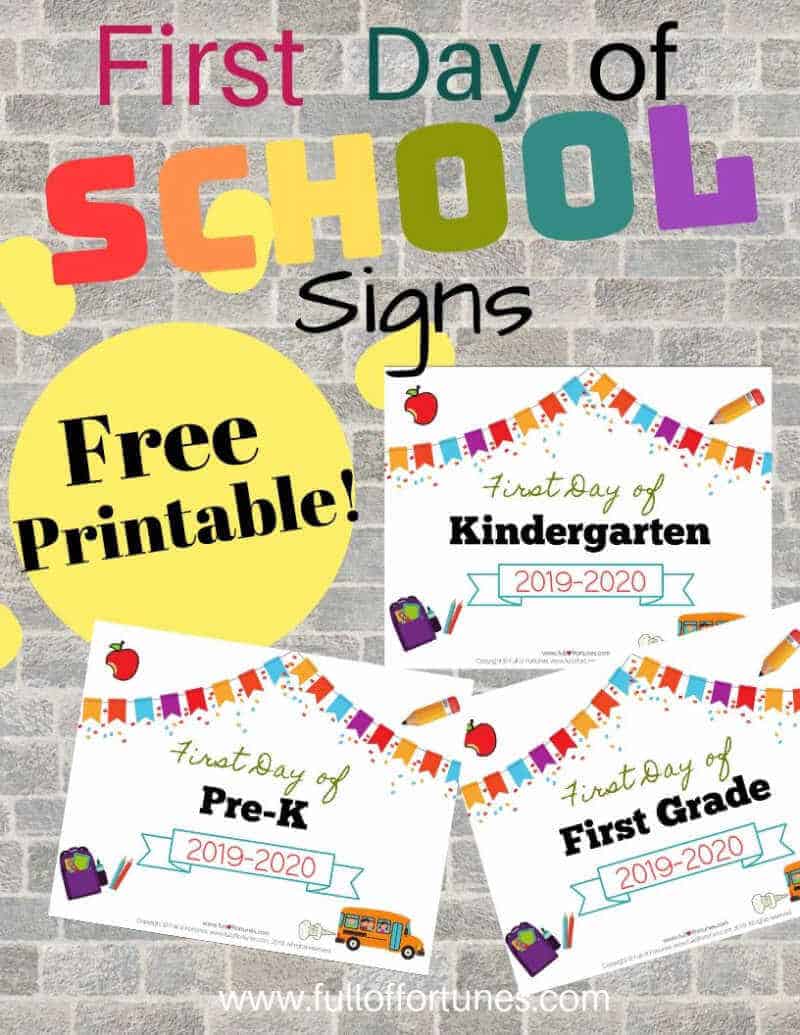 Grab these Free Printable 2019-2020 First Day of School Signs!